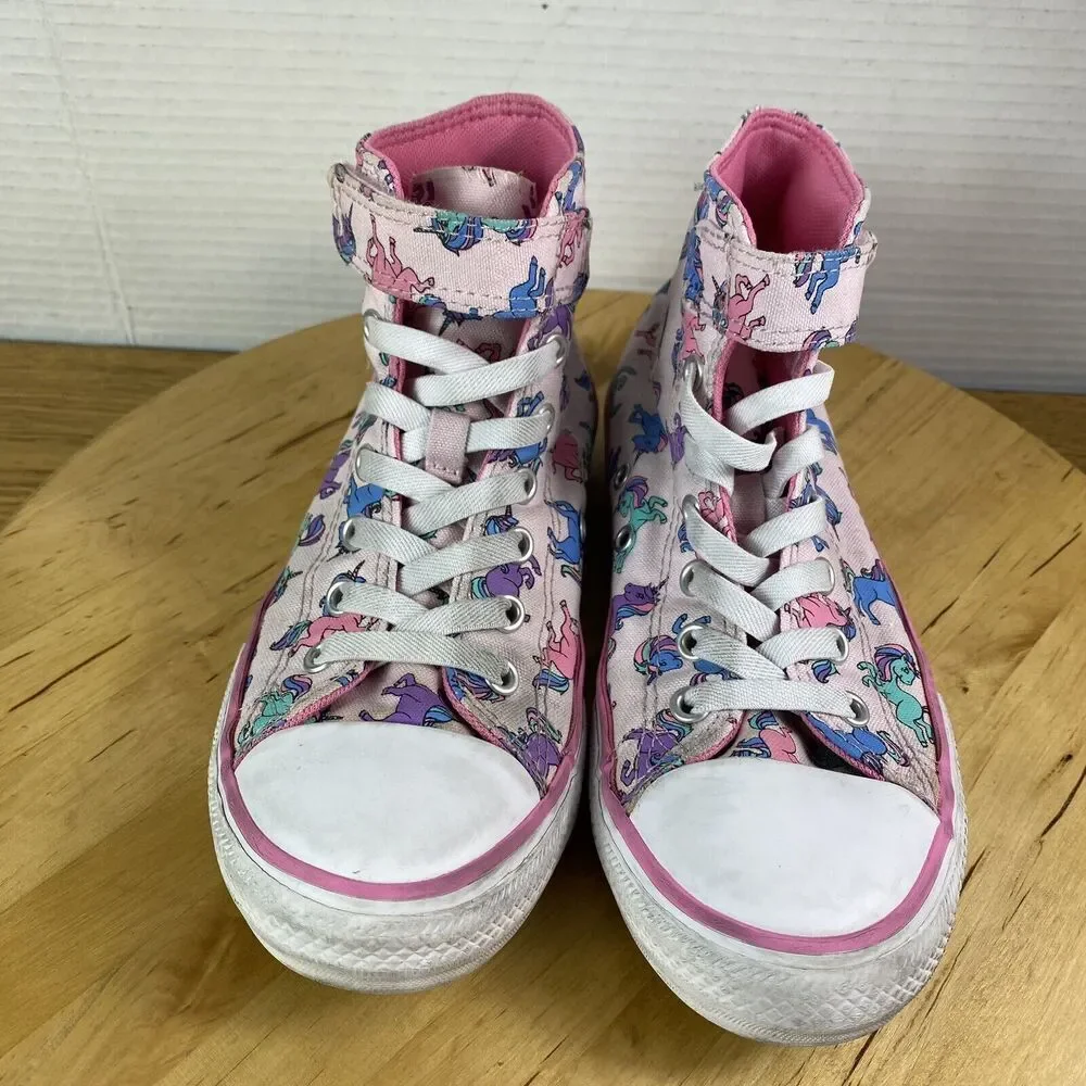 Converse Youth Size 3 Chuck Taylor Pink Unicorn High Top Sneakers A01673F